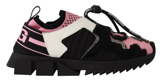 Chic Black Lace-up Sneakers with Pink Detail