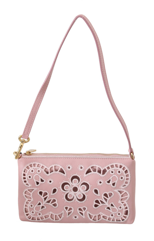 Chic Pink Leather Mini Cross Body Bag