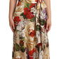 Beige One Shoulder Floral Mid Length Dress