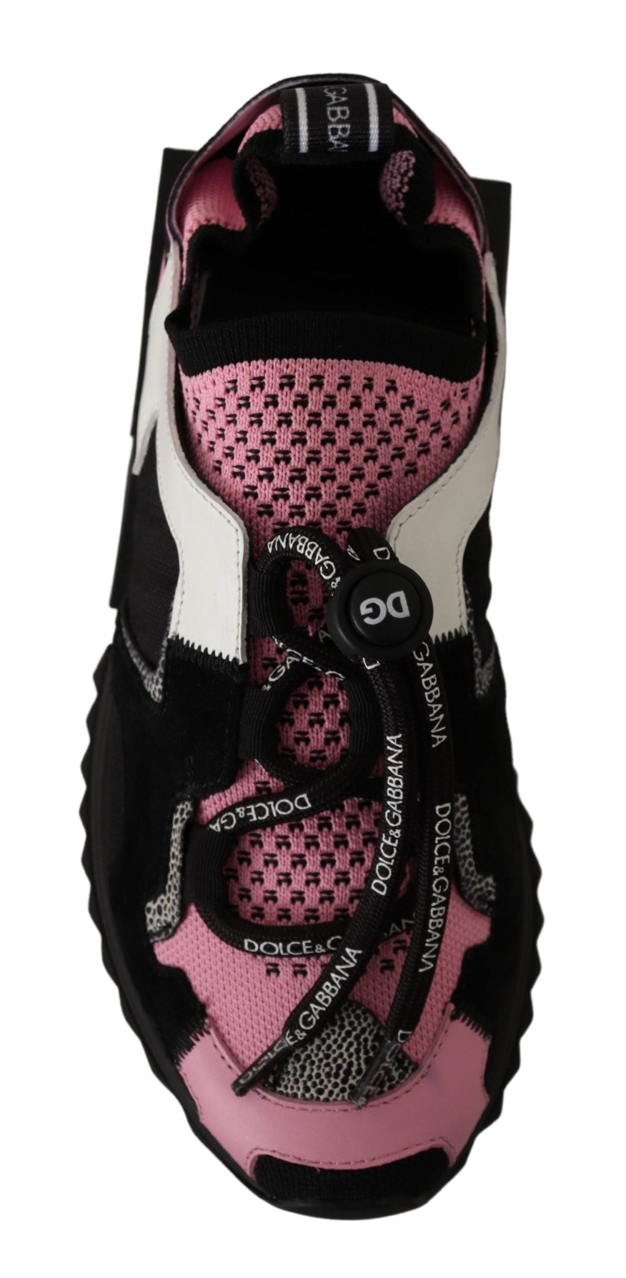 Chic Black Lace-up Sneakers with Pink Detail