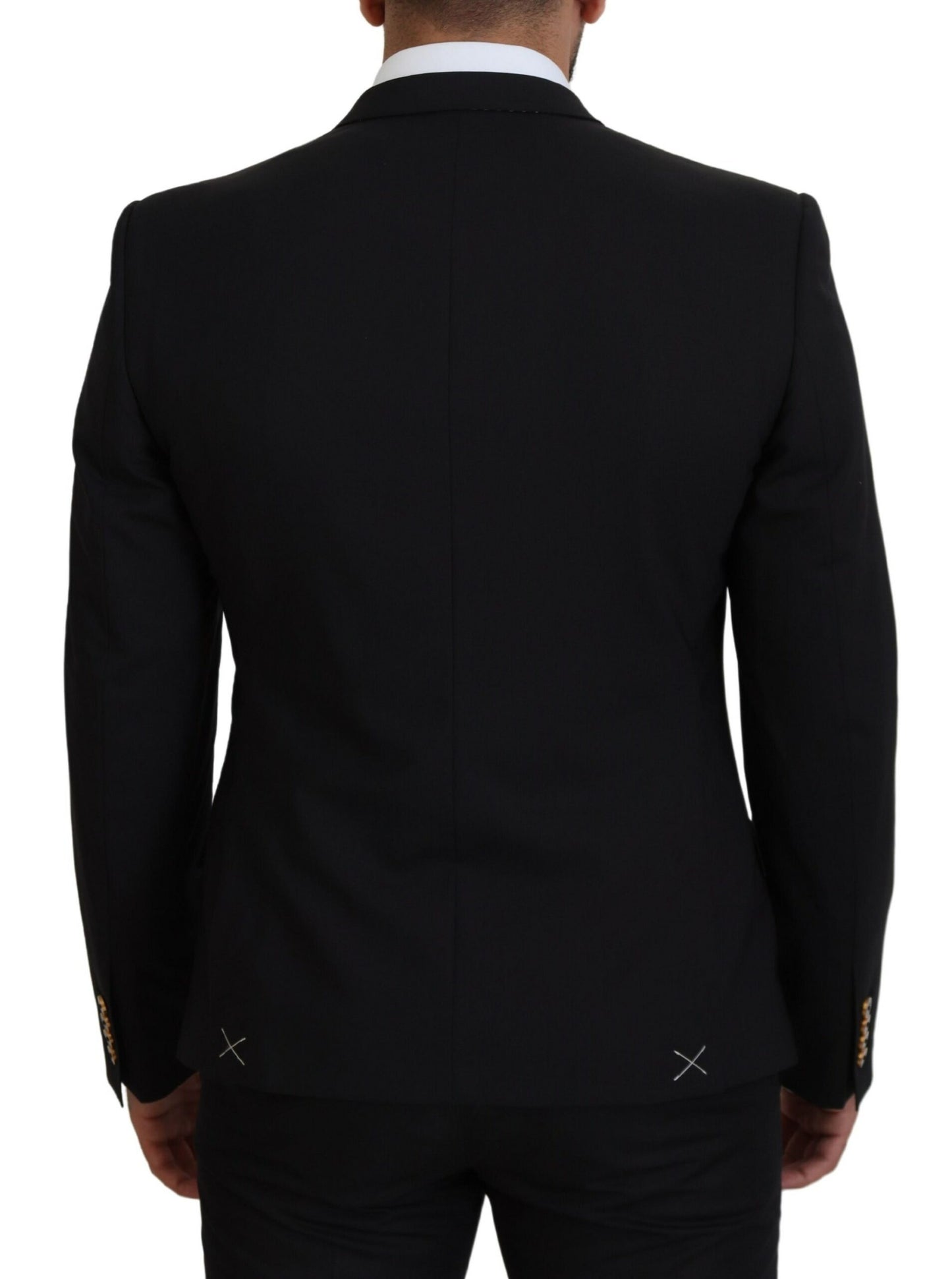 Elegant Black Formal Wool Blend Blazer