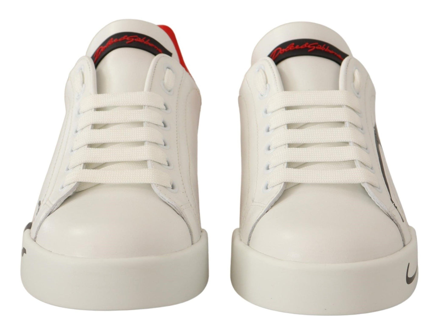 Elegance Unleashed: White and Red Lace-Up Sneakers