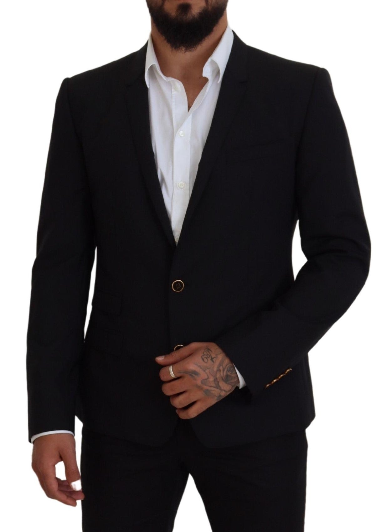 Elegant Black Formal Wool Blend Blazer