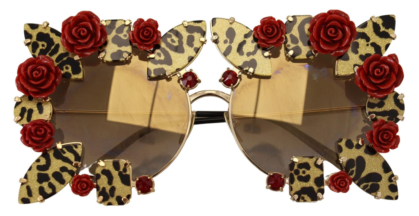 Elegant Round Rose-Embellished Sunglasses