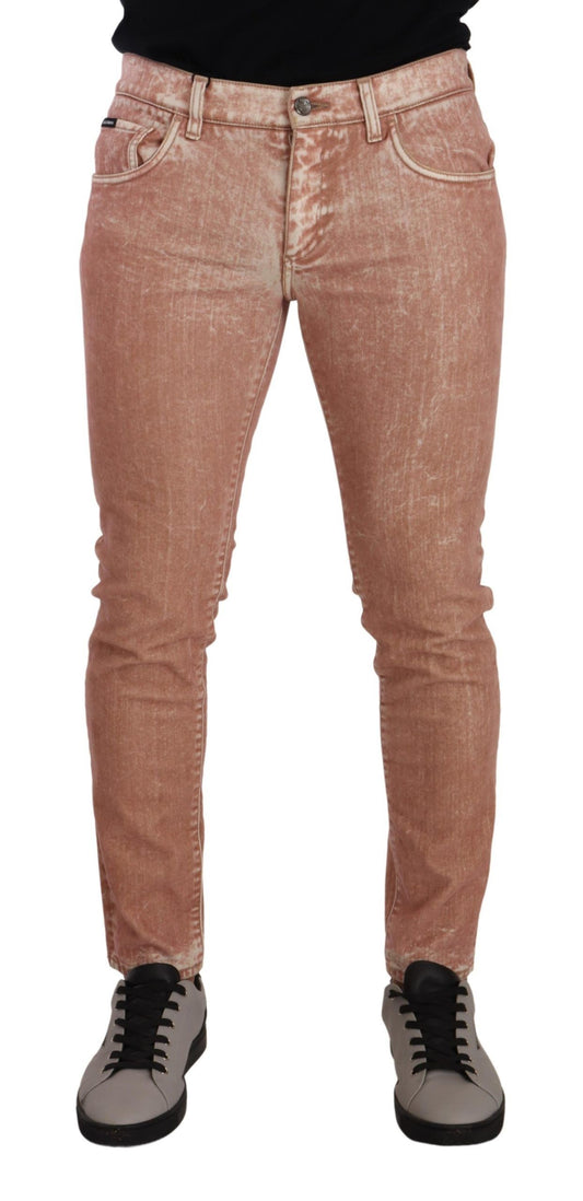 Pink Slim Fit Skinny Denim Jeans