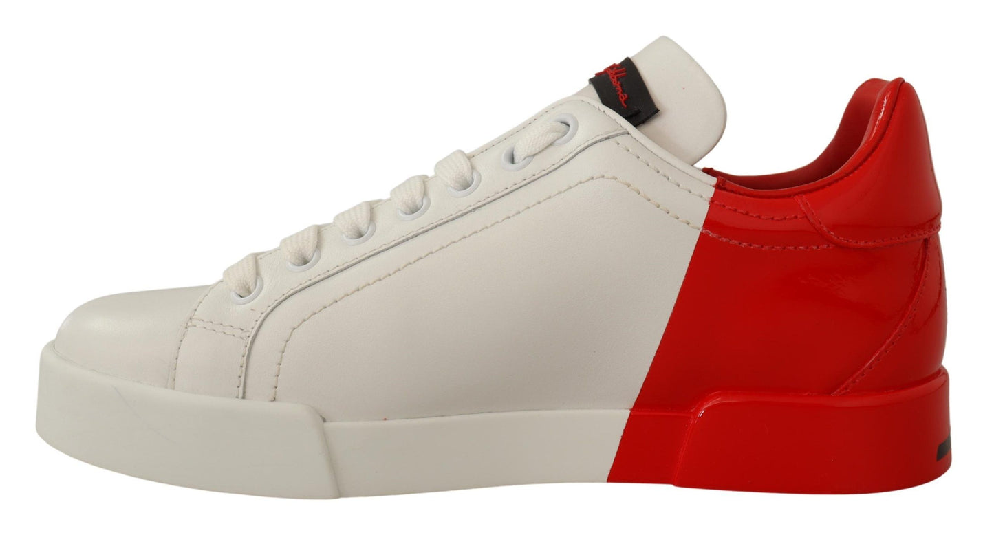 Elegance Unleashed: White and Red Lace-Up Sneakers