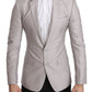 Sleek Silver Italian Wool Silk Blazer