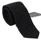 Elegant Black Knitted Silk Necktie