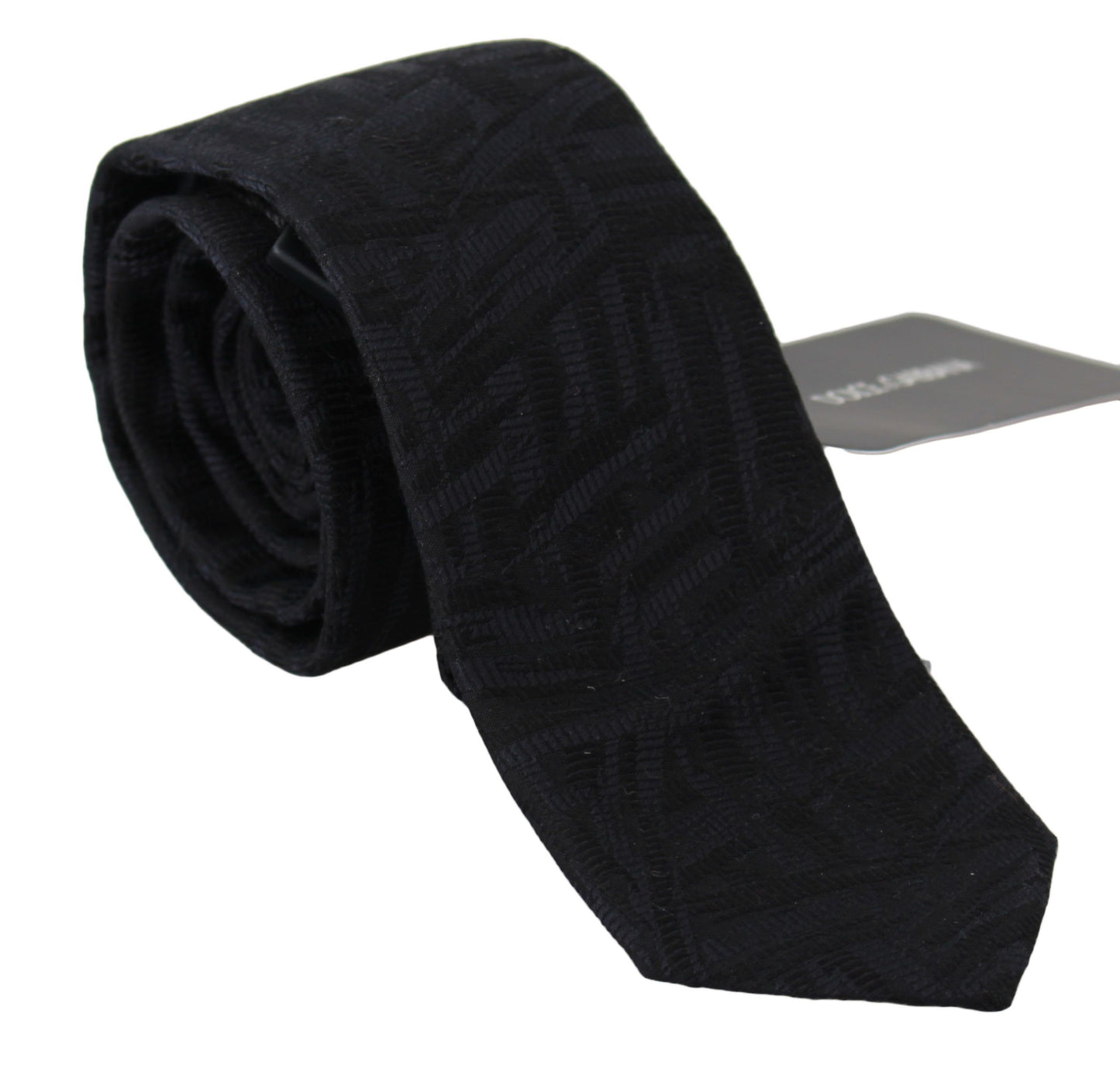 Elegant Black Knitted Silk Necktie