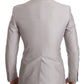 Sleek Silver Italian Wool Silk Blazer