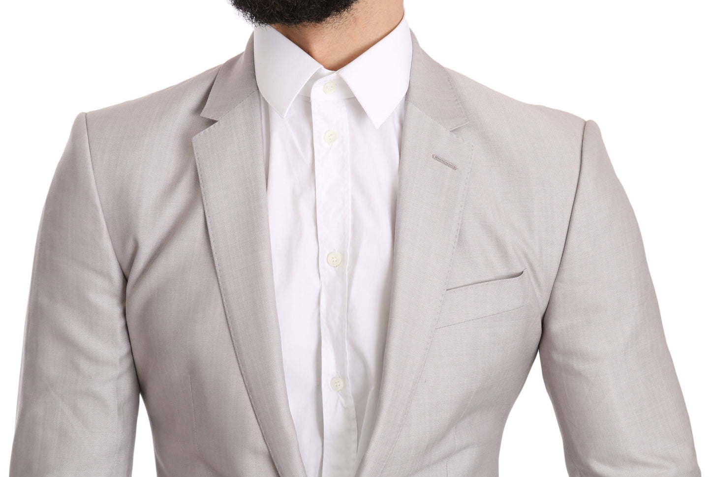 Sleek Silver Italian Wool Silk Blazer