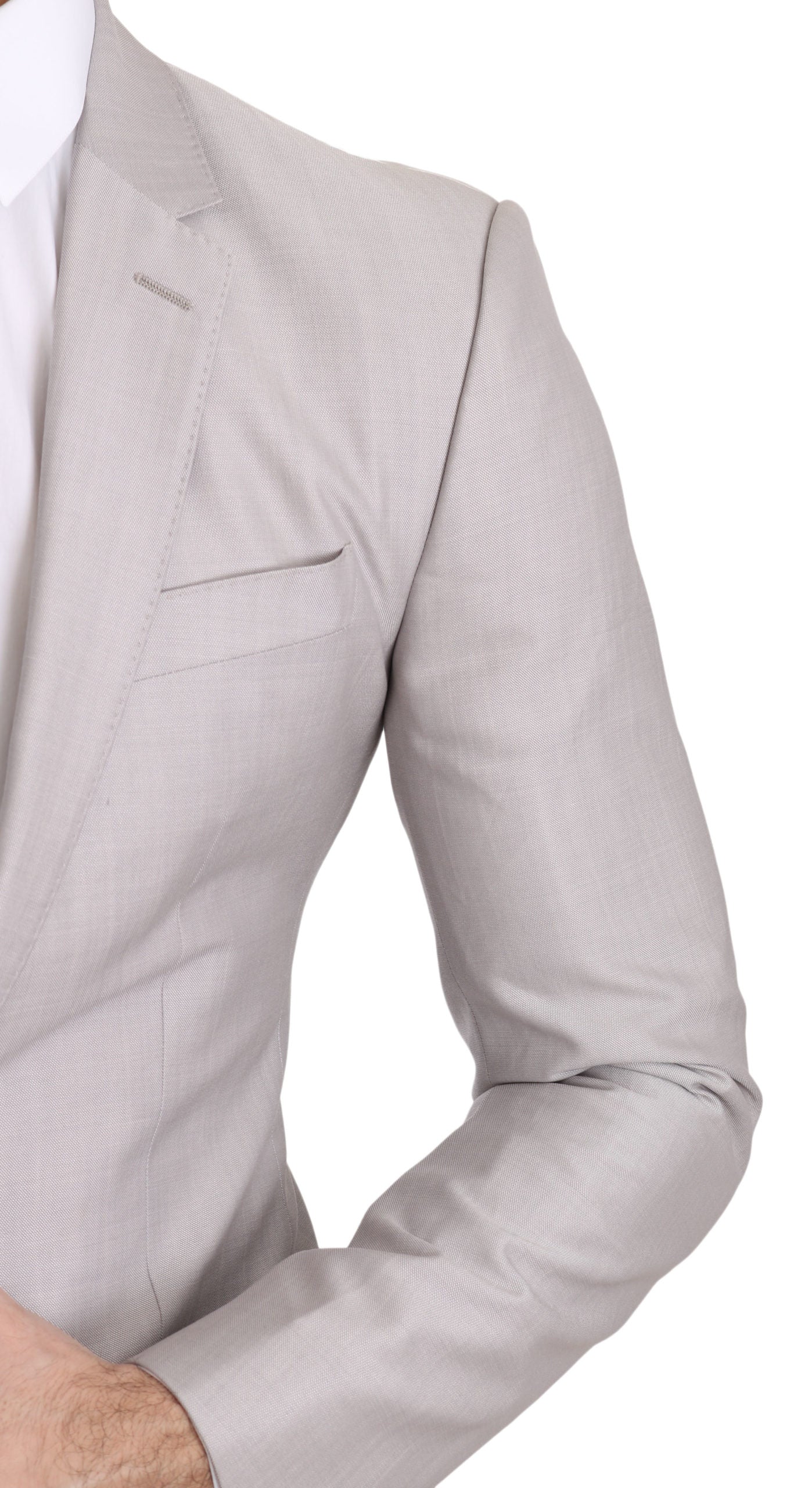 Sleek Silver Italian Wool Silk Blazer