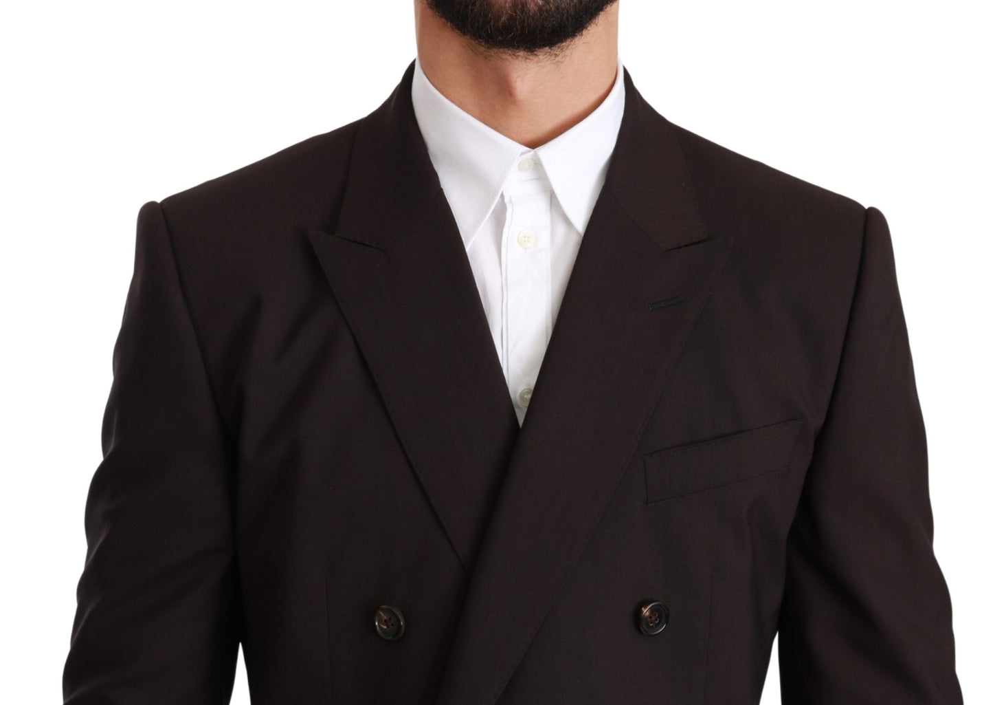 Elegant Brown Wool-Silk Men's Suit