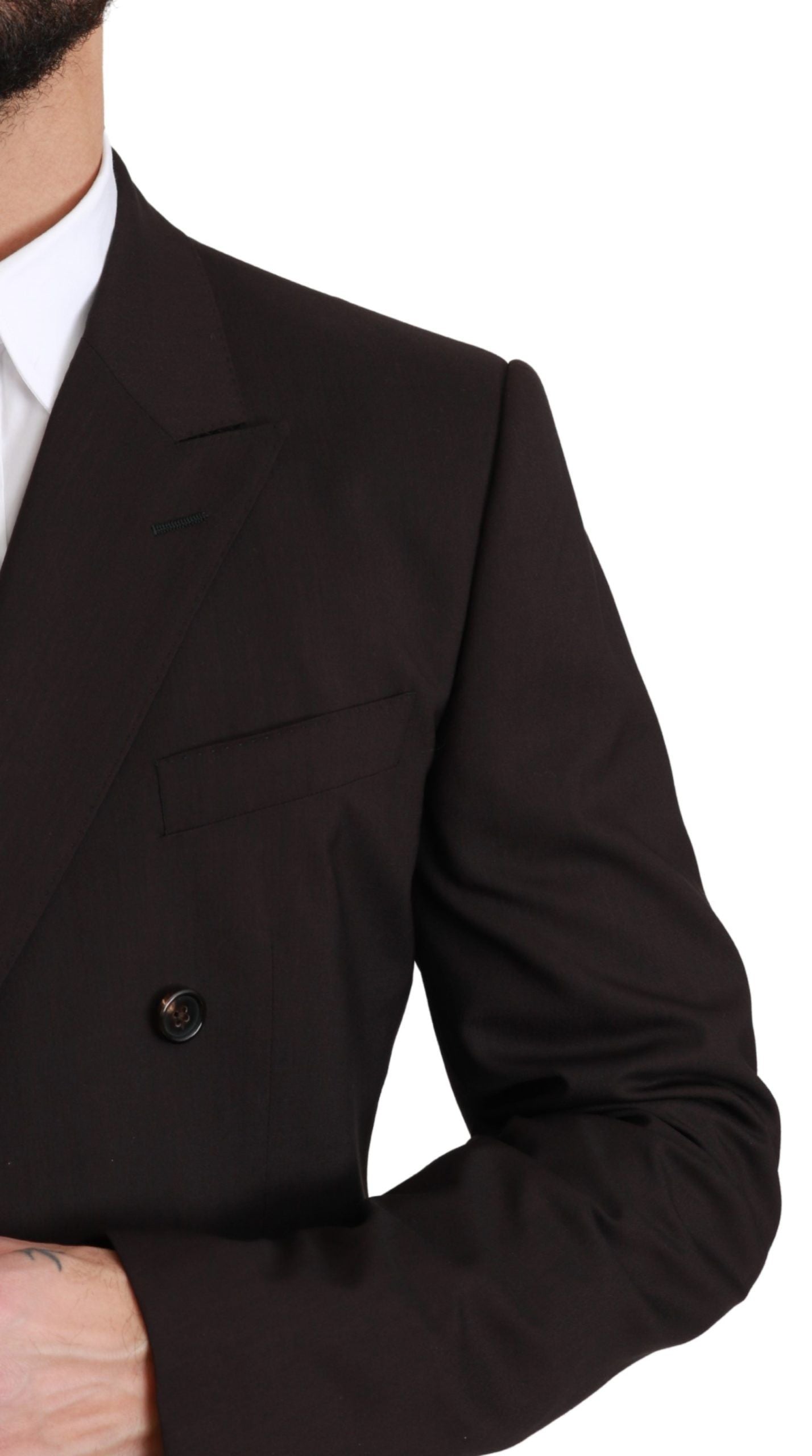 Elegant Brown Wool-Silk Men's Suit