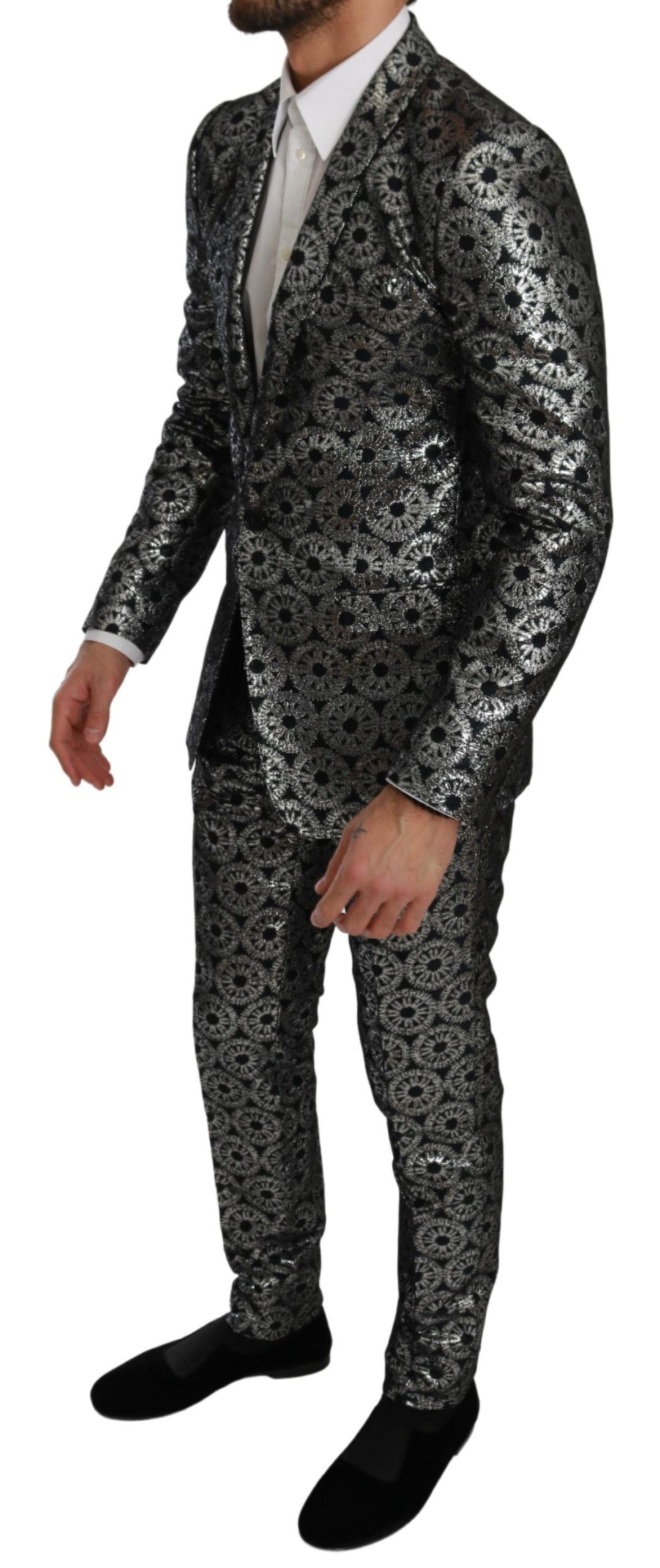 Elegant Blue Silver Slim Fit Suit