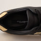 Chic Black and Gold Low-top Leather Sneakers