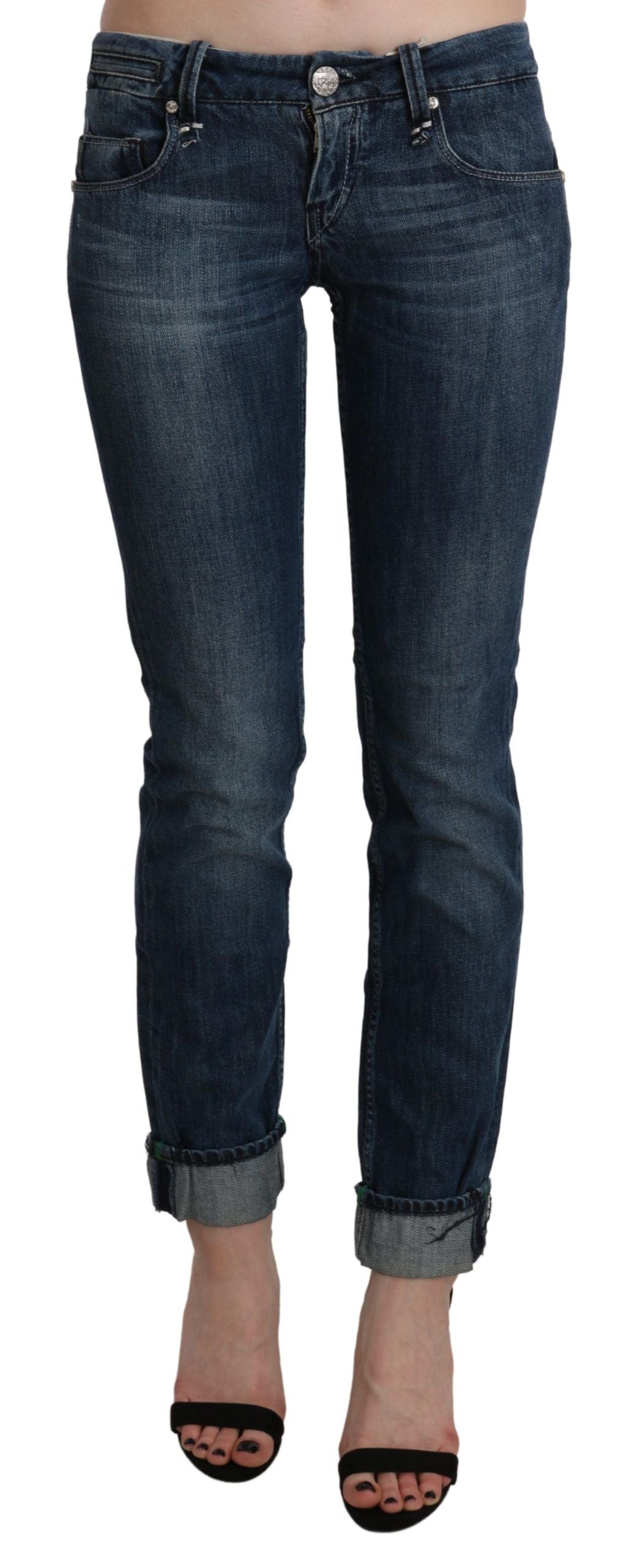 Chic Blue Washed Skinny Denim Elegance