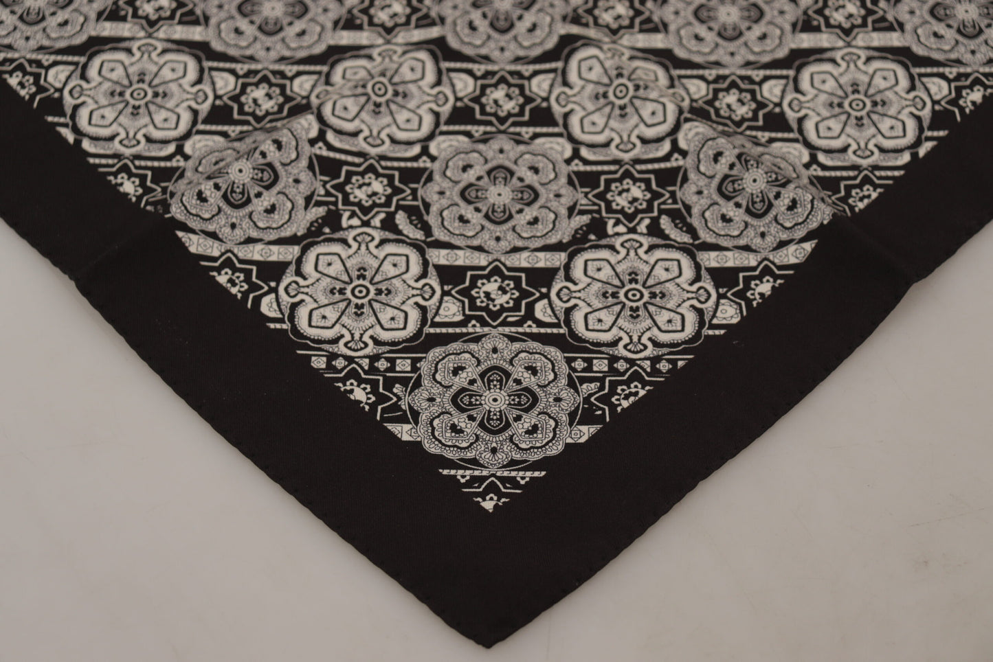 Black Patterned DG Printed Square Handkerchief Scarf