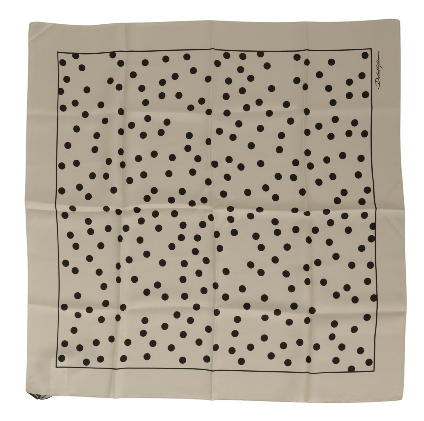 Black Ivory Polka Dots Square Handkerchief Scarf