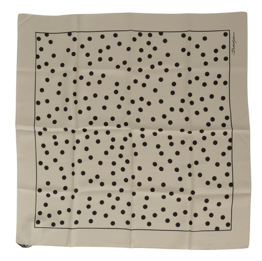 Black Ivory Polka Dots Square Handkerchief Scarf