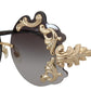 Elegant Gold-Toned Baroque Women's Sunglasses