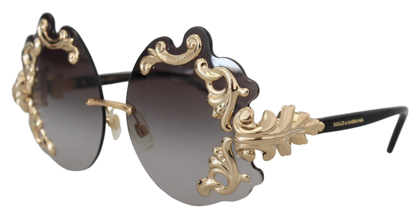 Elegant Gold-Toned Baroque Women's Sunglasses