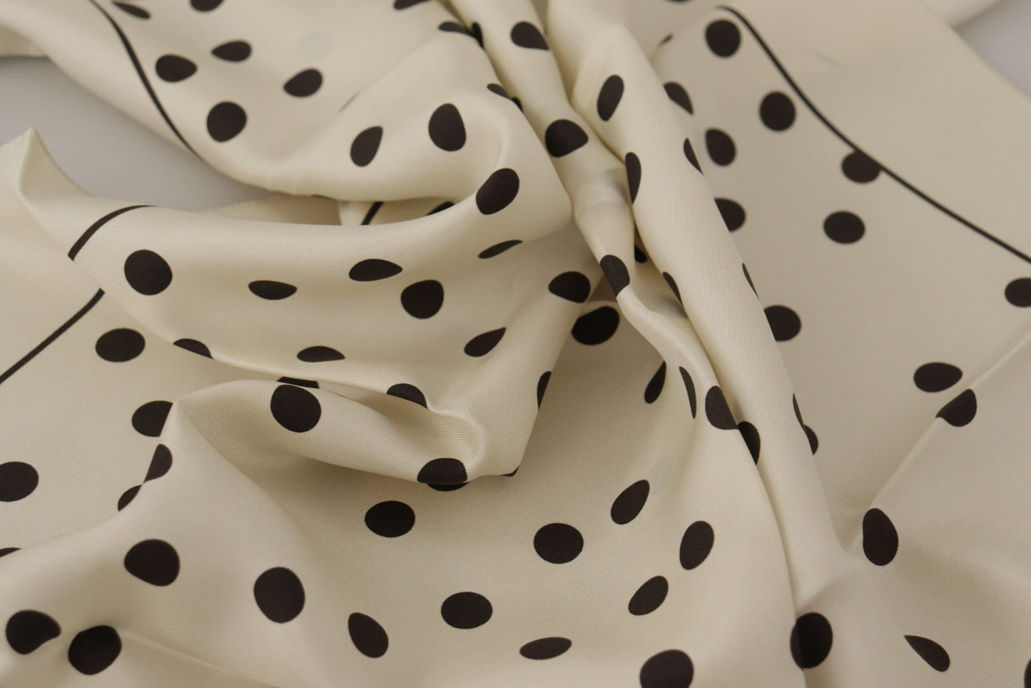 Black Ivory Polka Dots Square Handkerchief Scarf