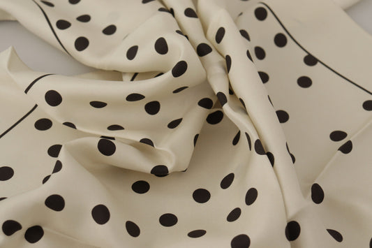 Black Ivory Polka Dots Square Handkerchief Scarf