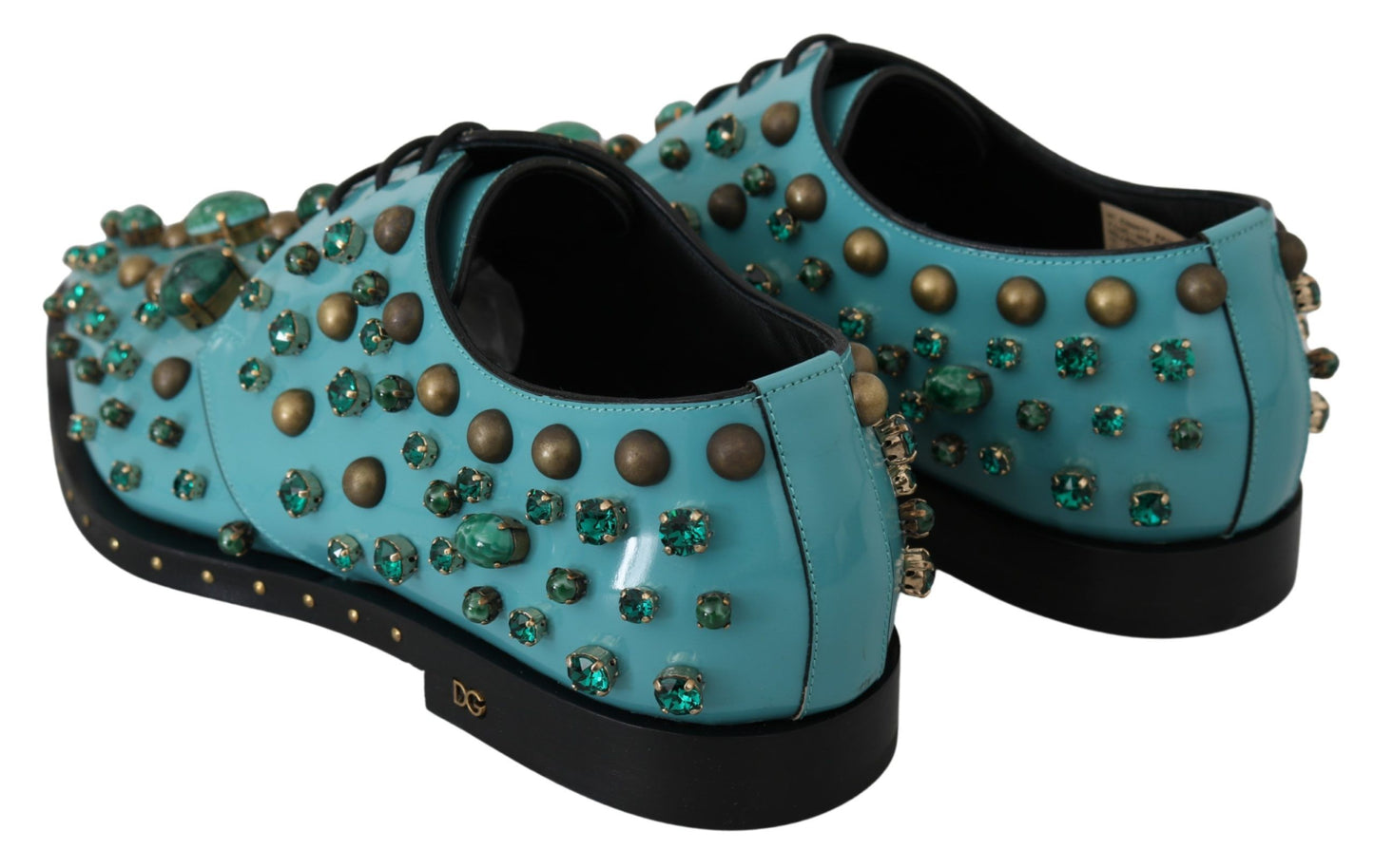 Elegant Blue Crystal-Embellished Flats