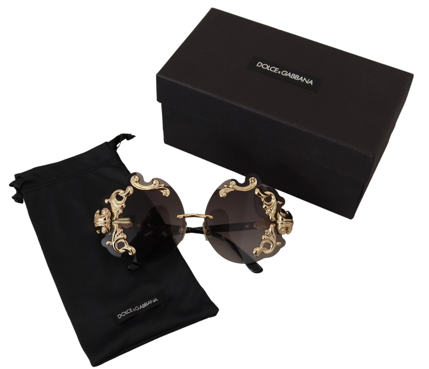 Elegant Gold-Toned Baroque Women's Sunglasses