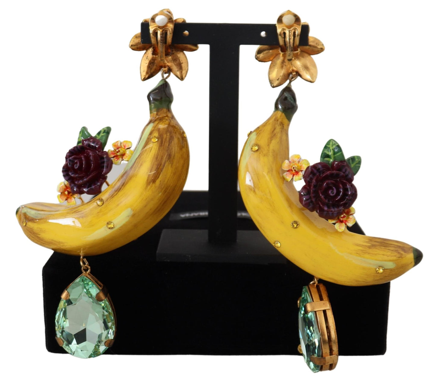 Sicilian Banana Crystal Clip-On Earrings