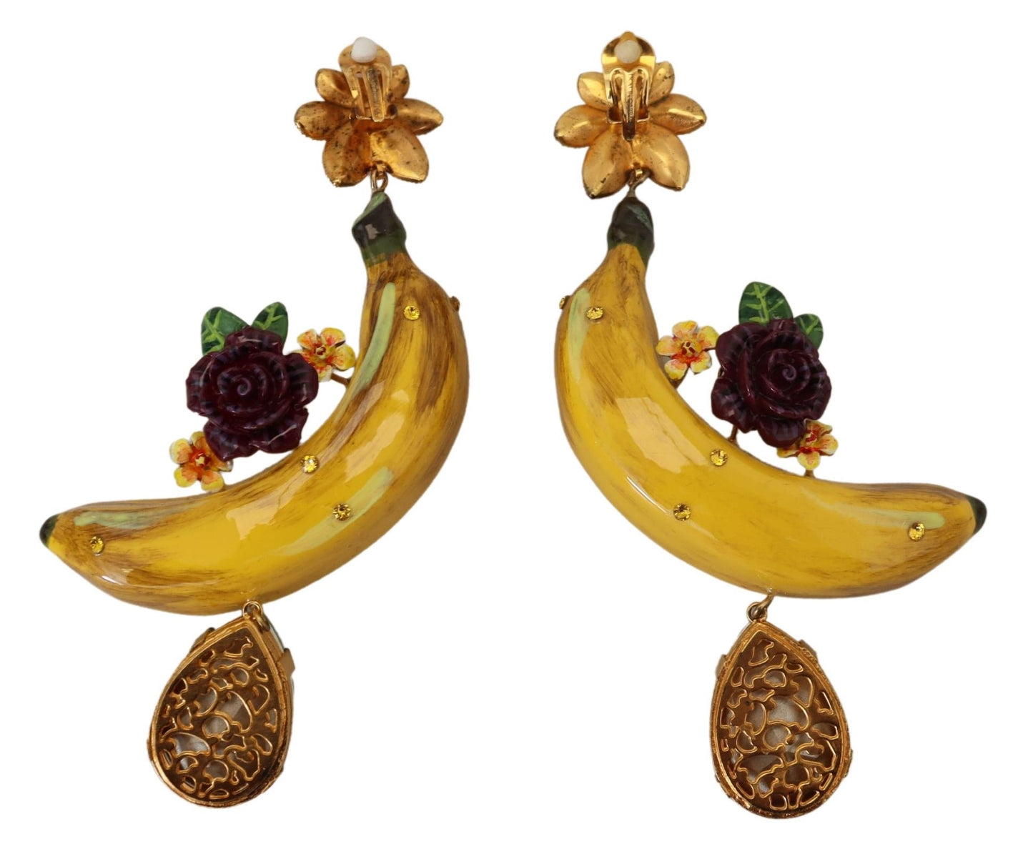 Sicilian Banana Crystal Clip-On Earrings