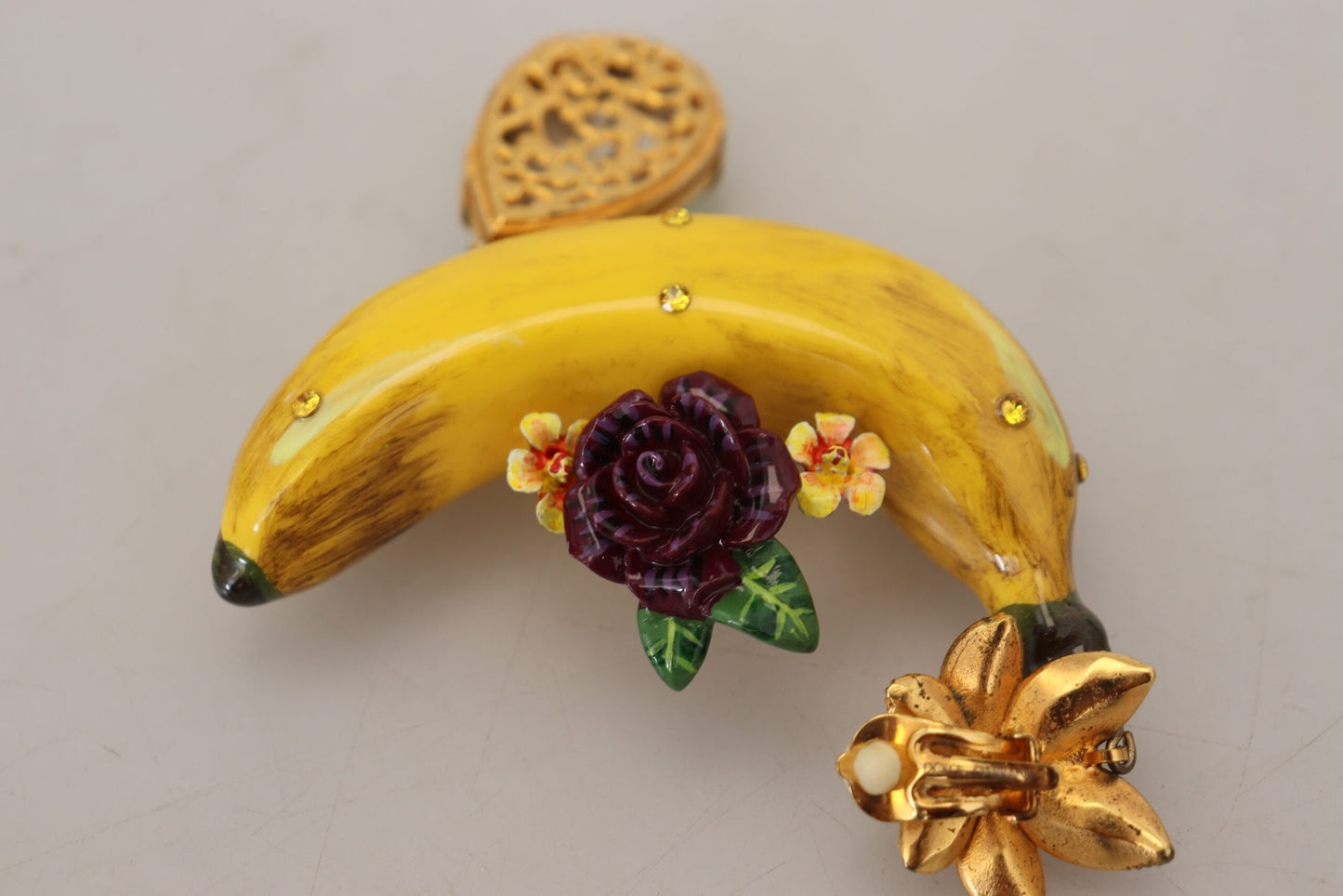 Sicilian Banana Crystal Clip-On Earrings