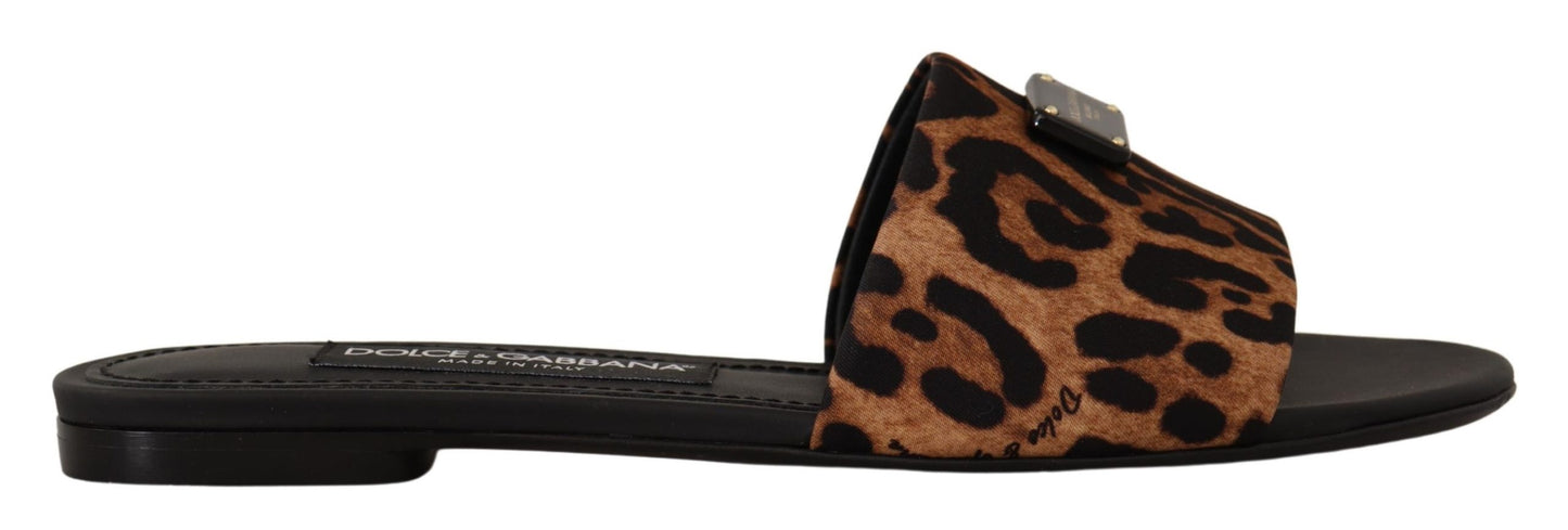 Elegant Leopard Print Slide Sandals