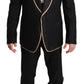 Elegant Black Silk-Blend 3 Piece Suit