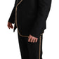 Elegant Black Silk-Blend 3 Piece Suit