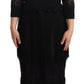 Black Sheer Floral Lace Crystal Maxi Dress