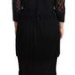 Black Sheer Floral Lace Crystal Maxi Dress