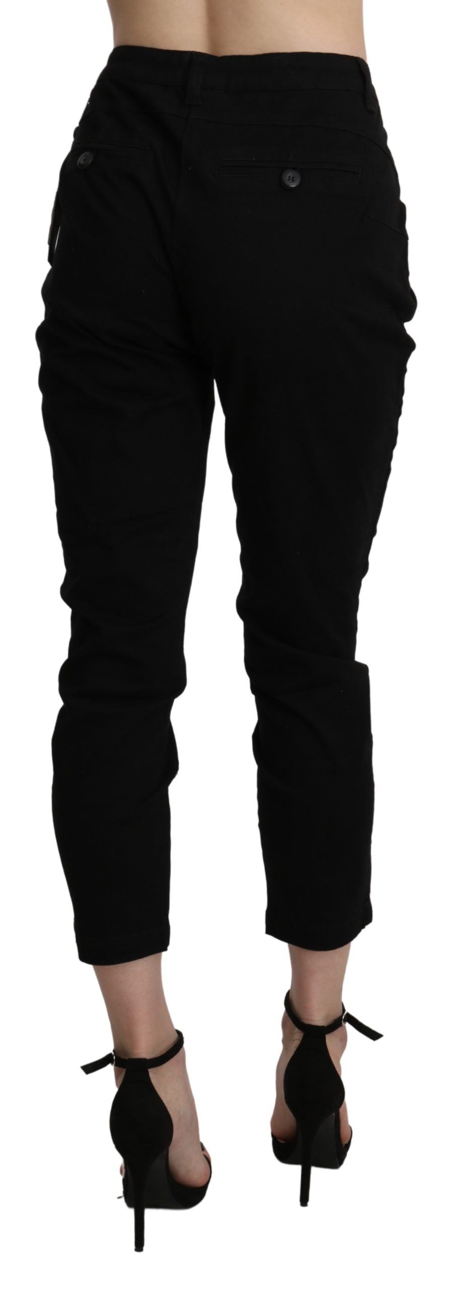 Chic High Waist Cropped Black Jeans