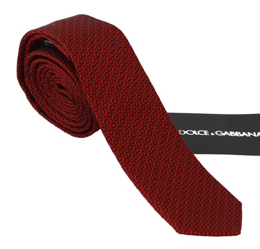 Elegant Silk Red Patterned Neck Tie