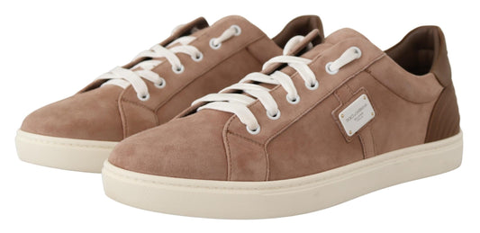 Sleek Brown Leather Sneakers for Men