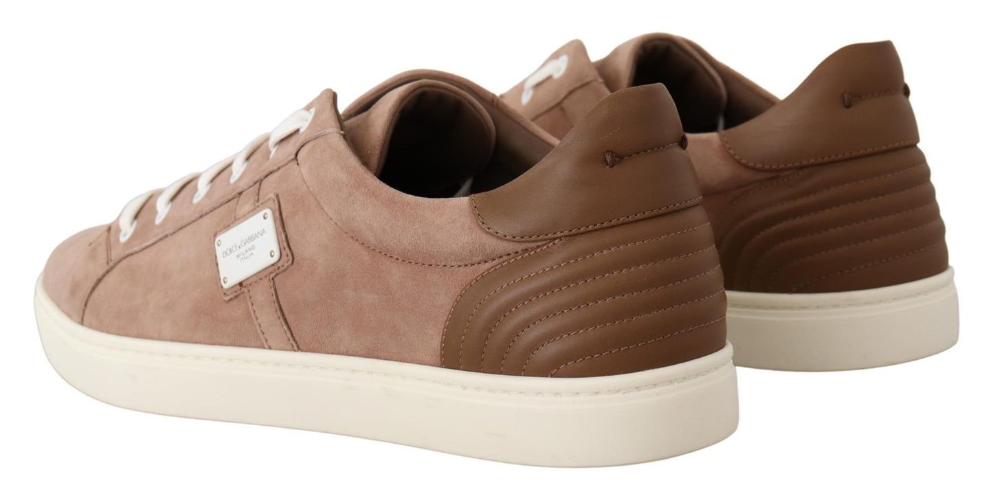 Sleek Brown Leather Sneakers for Men