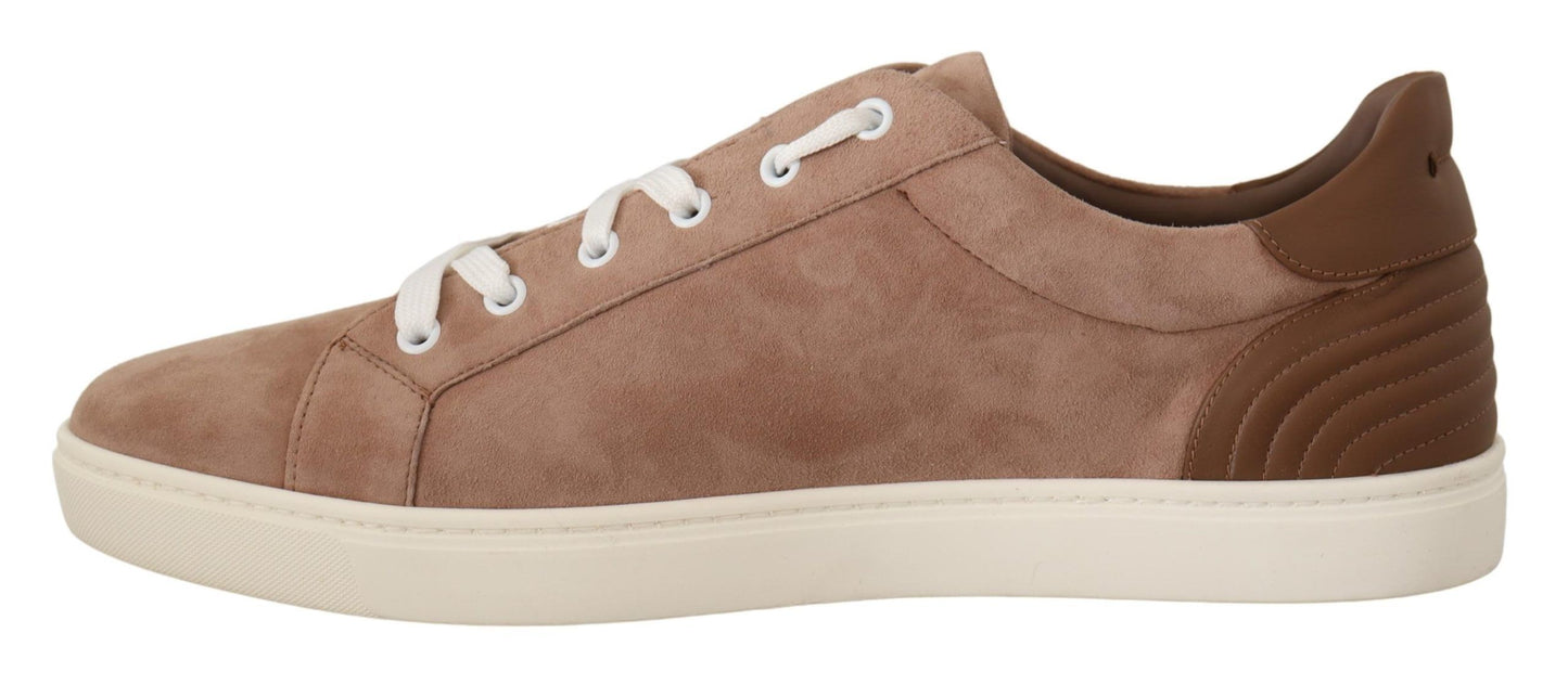 Sleek Brown Leather Sneakers for Men