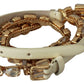 Champagne Crystal Embellished Leather Belt