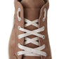 Sleek Brown Leather Sneakers for Men