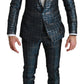 Elegant Blue Silver Two-Piece Suit