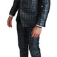 Elegant Blue Silver Two-Piece Suit