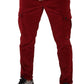 Red Corduroy Cotton Cargo Skinny Trouser Pants
