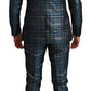 Elegant Blue Silver Two-Piece Suit