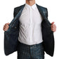 Elegant Blue Silver Two-Piece Suit